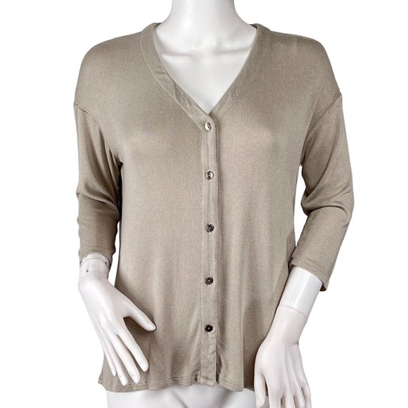 J. Jill Sweaters - J Jill Wearever Collection Lightweight Button Up Beige 3/4 Sleeve Cardigan Sz XS